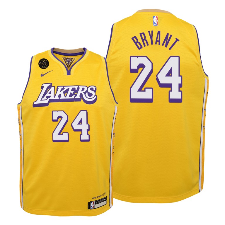 Youth Los Angeles Lakers Kobe Bryant #24 NBA Mamba Forever Yellow Limited City Edition Gold Basketball Jersey CZB4883TY